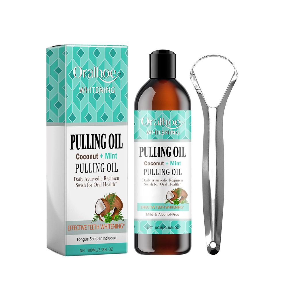 Teeth Whitening Oil Pulling - Coconut Mint Pulling Oil Mouthwash Alcohol-free