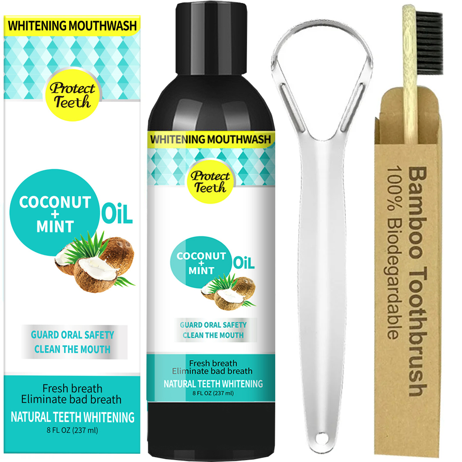 Teeth Whitening Oil Pulling - 237ml Coconut Mint Pulling Oil Mouthwash