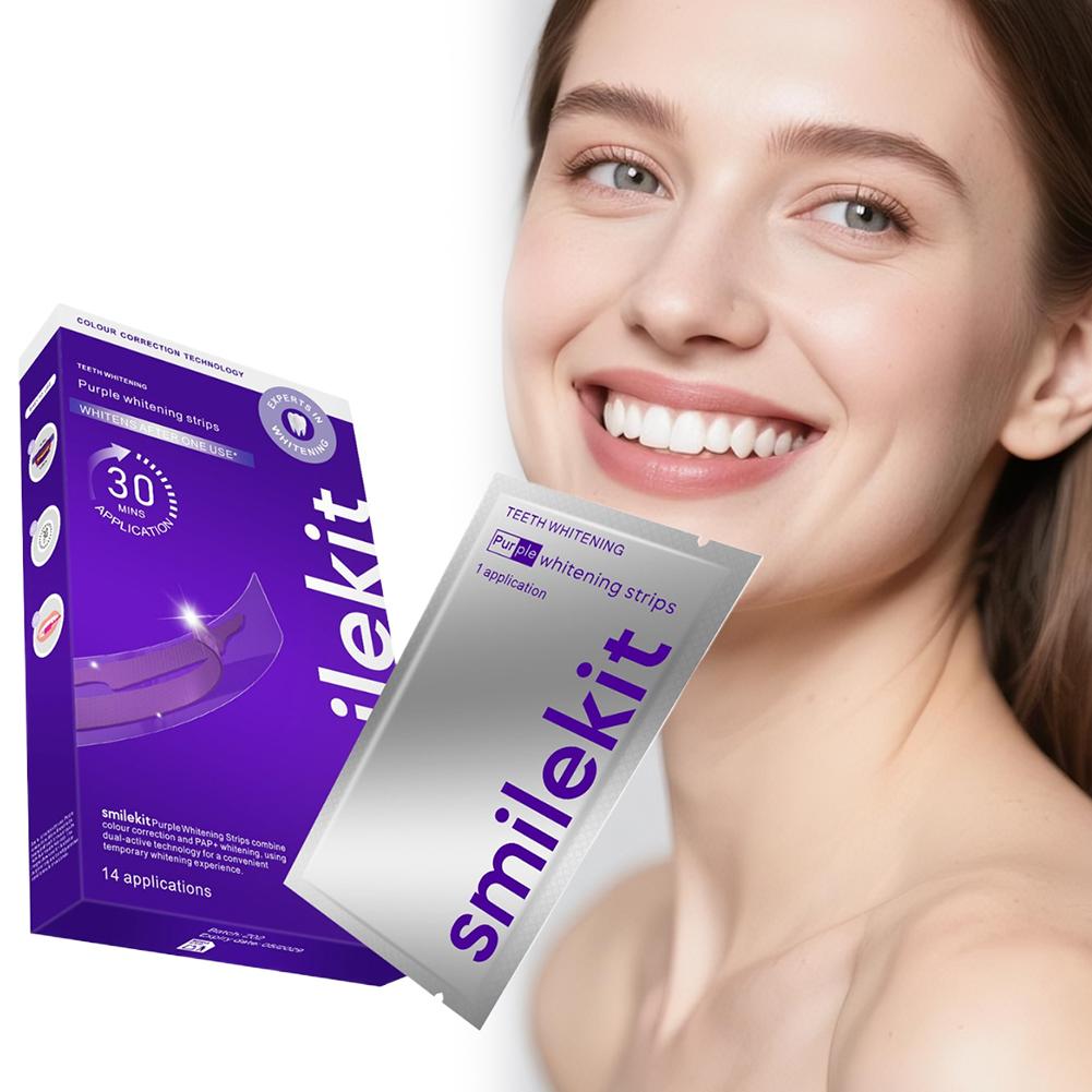 Teeth Whitening Strips Permanent - 42Pairs Purple Teeth Whitening Strips V34