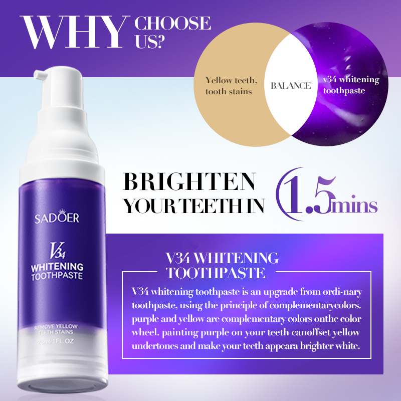 SADOER V34 Toothpaste Stain Re - Teeth Whitening Hismile 评论和价格