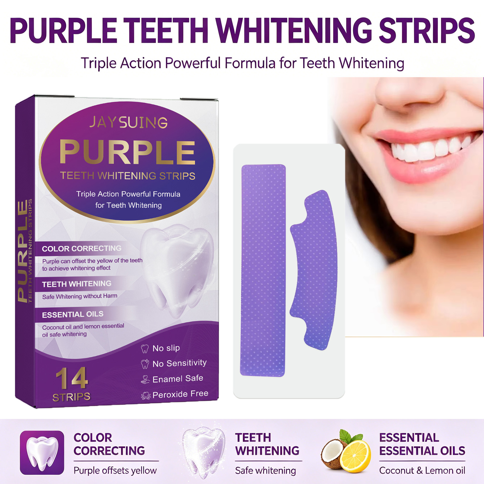 Purple Teeth Whitening Strips  - Teeth Whitening With Coconut Oil 评论和价格