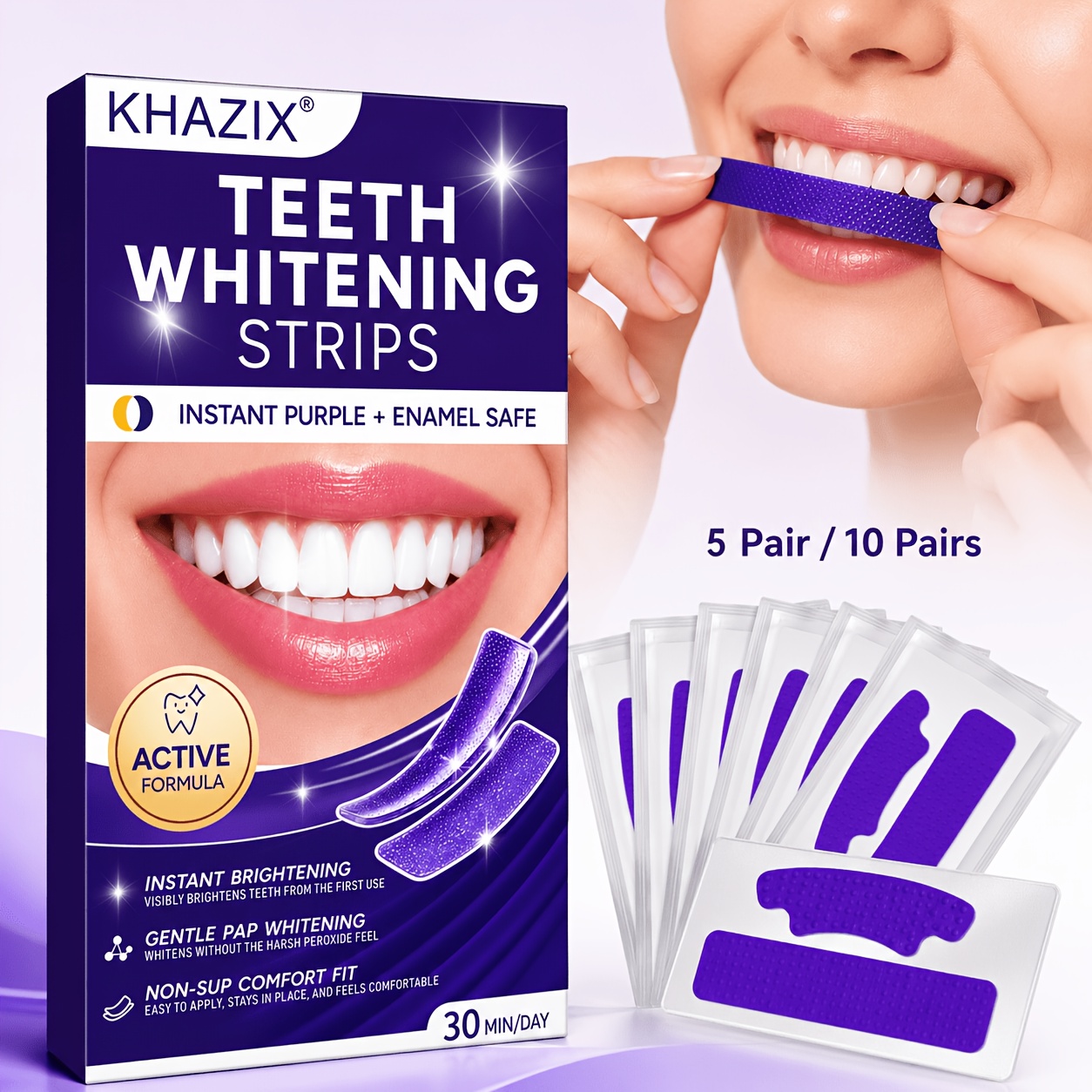 5/10pairs Purple Teeth Whiteni - Teeth Whitening Strips Permanent 评论和价格