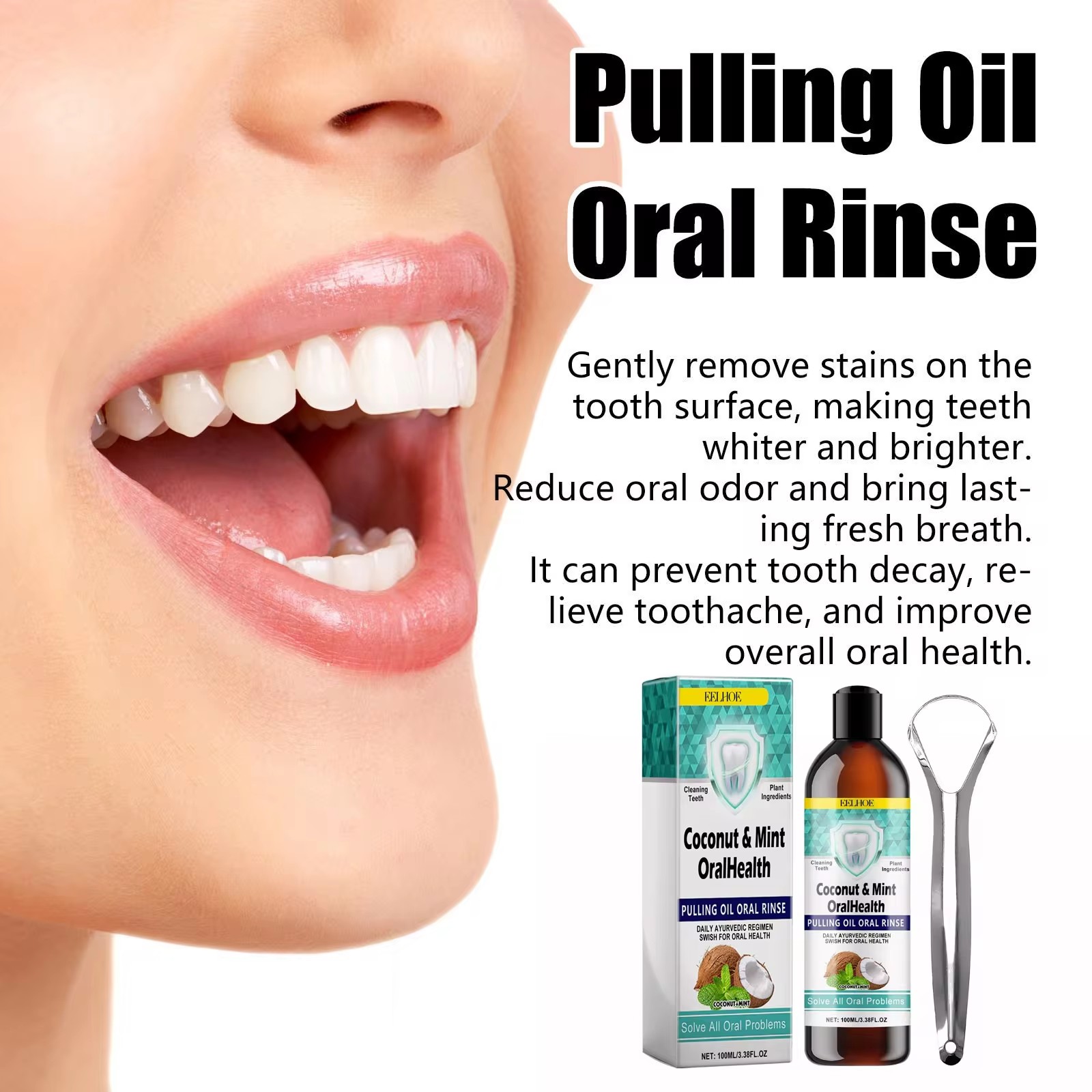 EELHOE Mint Coconut Oil Pullin - Teeth Whitening Oil Pulling 评论和价格